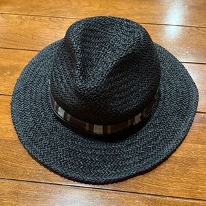 Frye Black Woven Straw Fedora Hat – New Without Tags